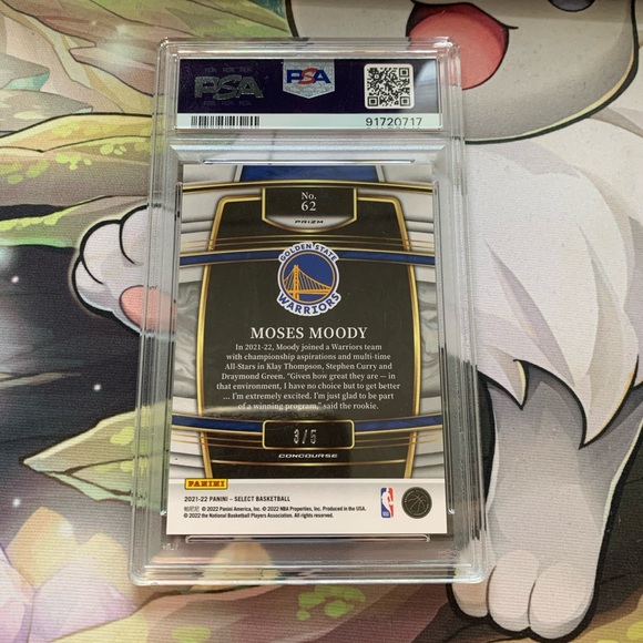 2021-22 Panini Select Moses Moody Neon Purple Pulsar #3/5 PSA 8 Rookie POP 1 - Picture 2 of 3